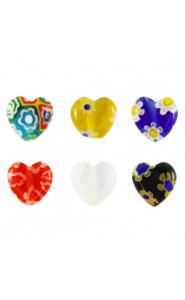 Millefiori beads heart flower 8x8mm - Multicolour